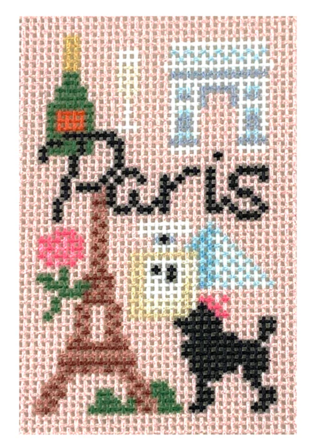 kirk and bradley paris bag charm needlepoint canvas