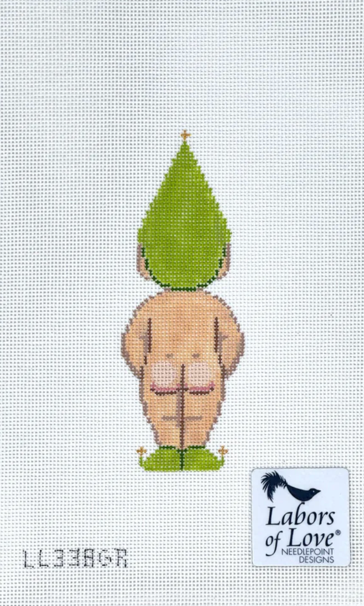 labors of love Naked Elf Backside needlepoint canvas