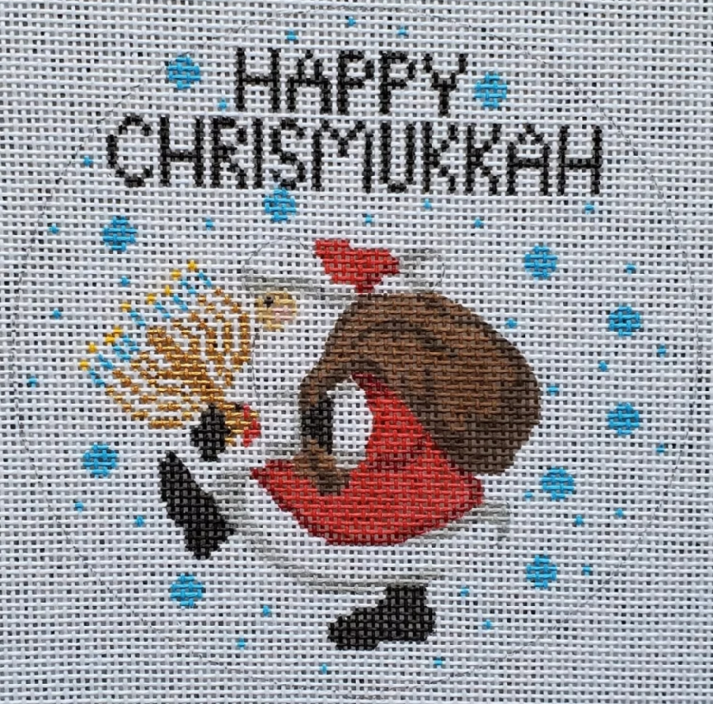 laura love Happy Christmakkuh needlepoint canvas