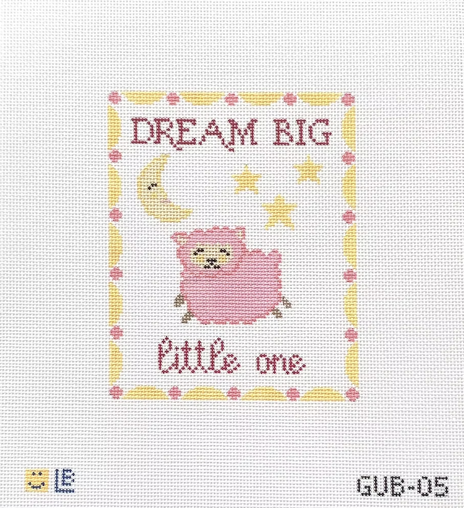 lauren bloch Dream Big Pink baby sleeping sign needlepoint canvas