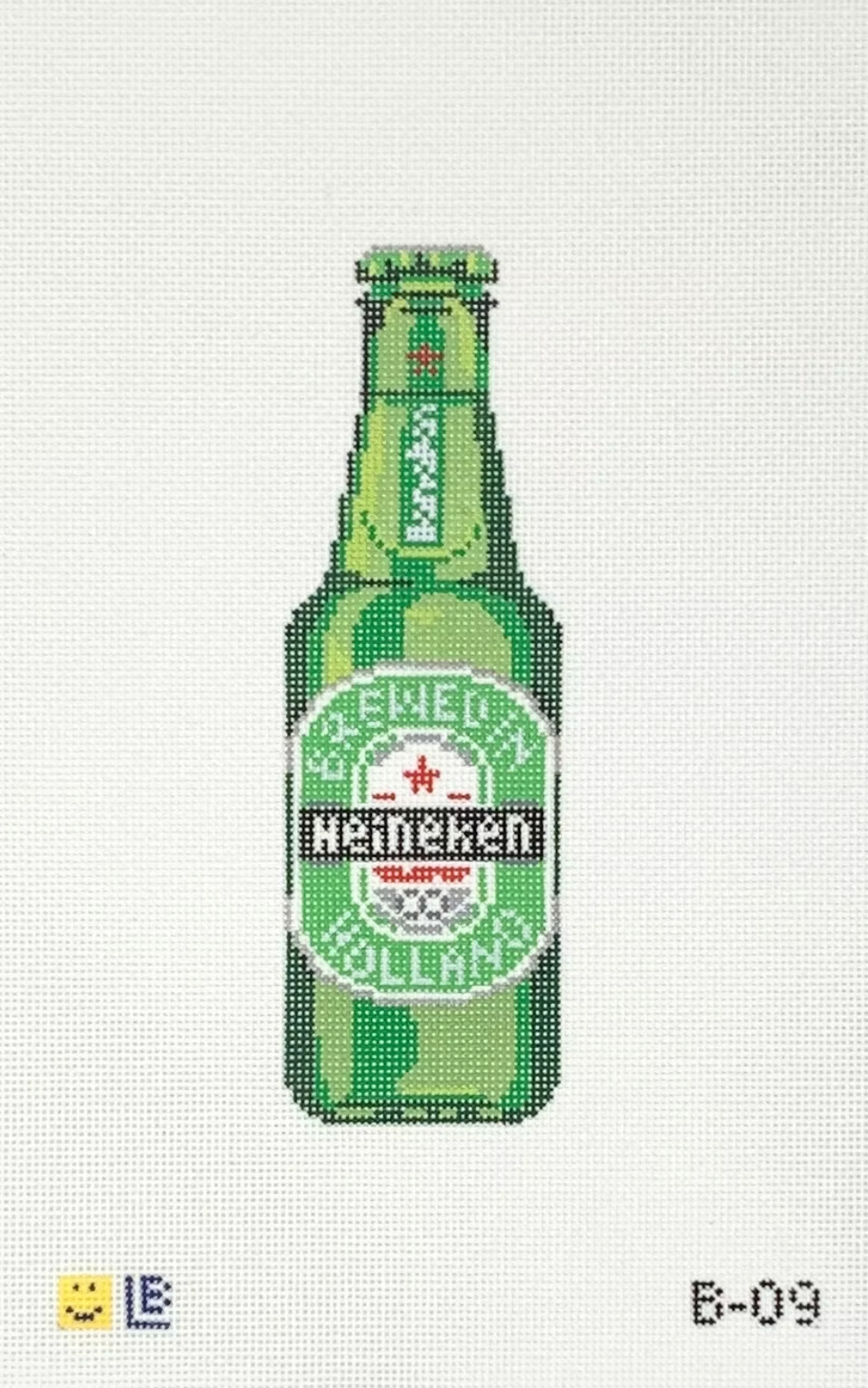 lauren bloch Heineken beer Bottle needlepoint canvas