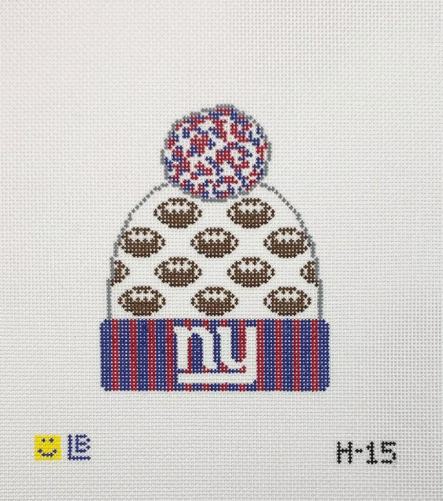 lauren bloch New York Giants Football Beanie needlepoint canvas