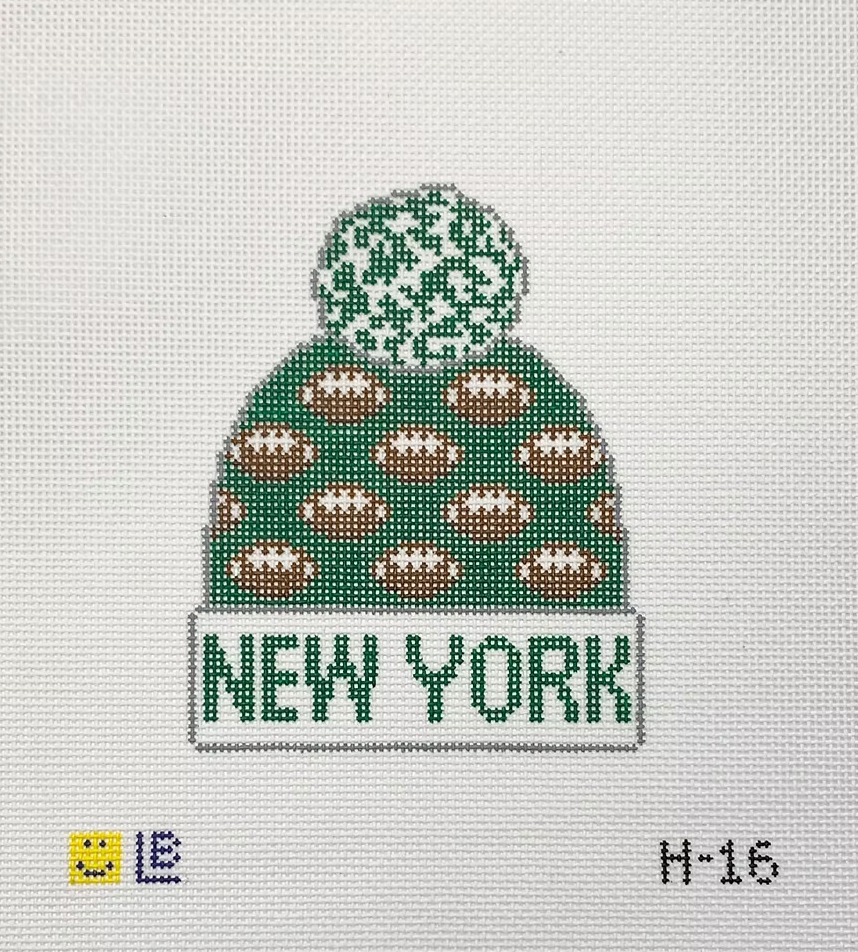 lauren bloch New York Jets Football Beanie needlepoint canvas