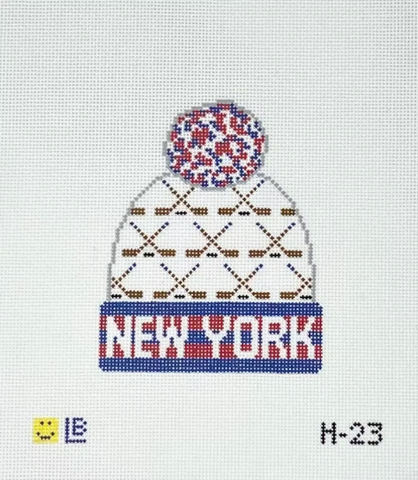lauren bloch New York Rangers Hockey Beanie needlepoint canvas