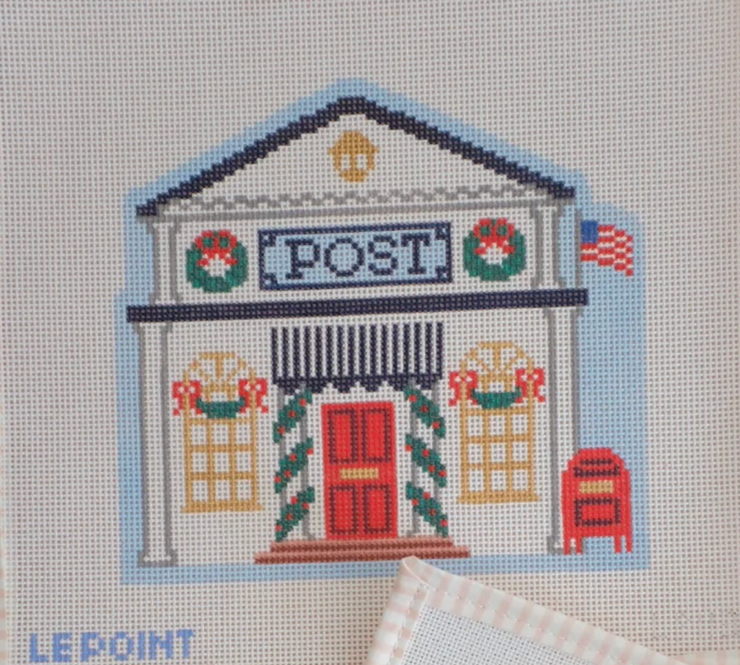 le point Christmas Village Post Office needlepoint canvas