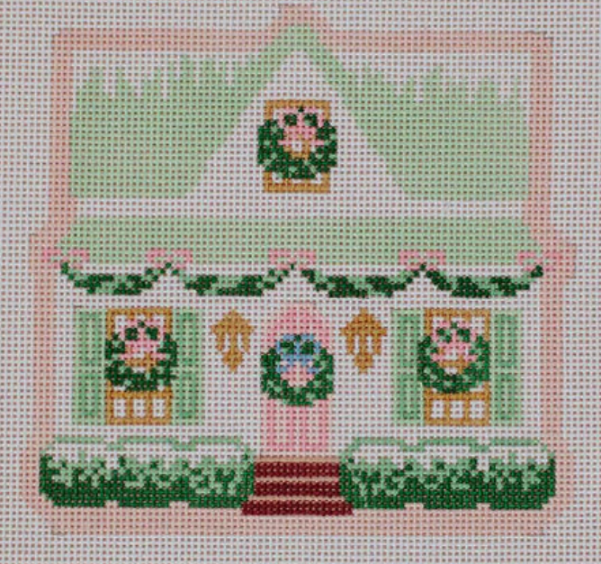 le point studio Christmas Village Green House needlepoint canvas