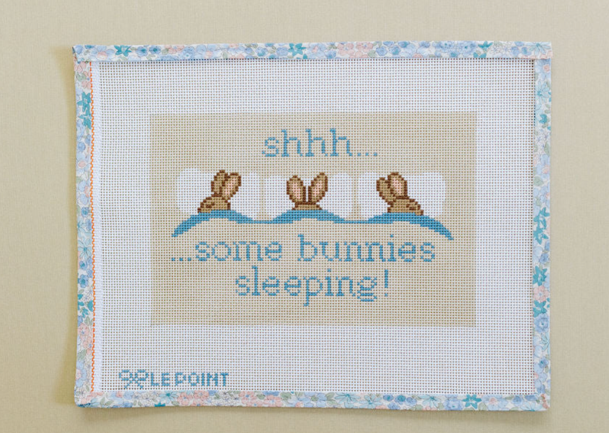 le point studio Some Bunnies Sleeping baby needlepoint canvas
