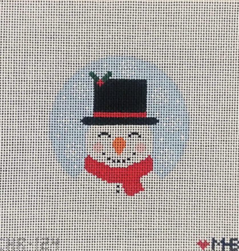 love mhb frosty snowman round needlepoint canvas