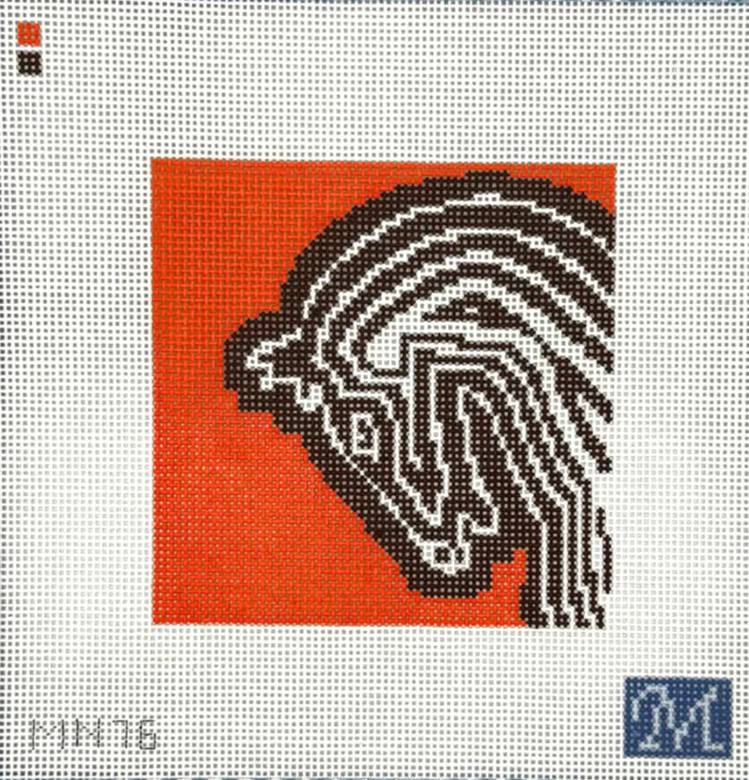 maura nolan Faubourg Horse Square in Orange needlepoint canvas