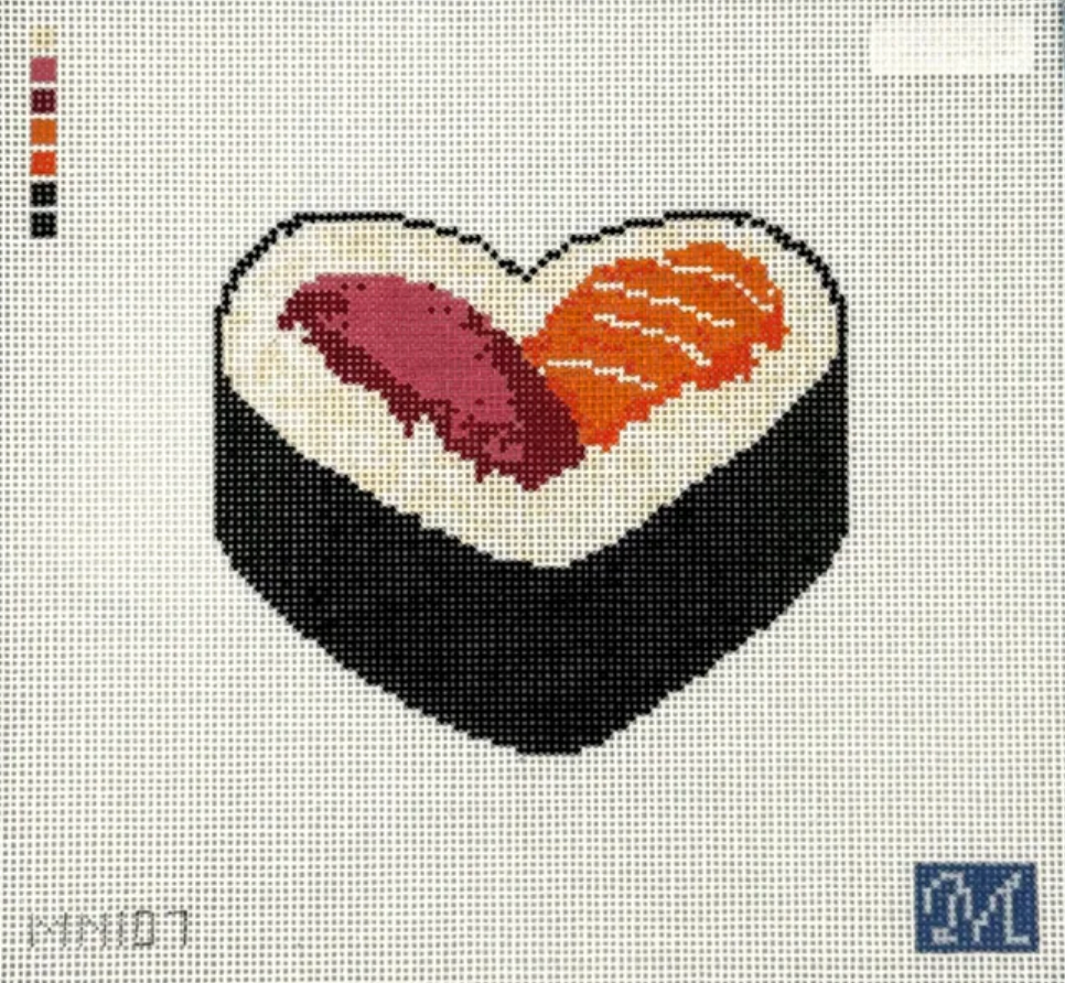 maura nolan Soymate Sushi Heart needlepoint canvas