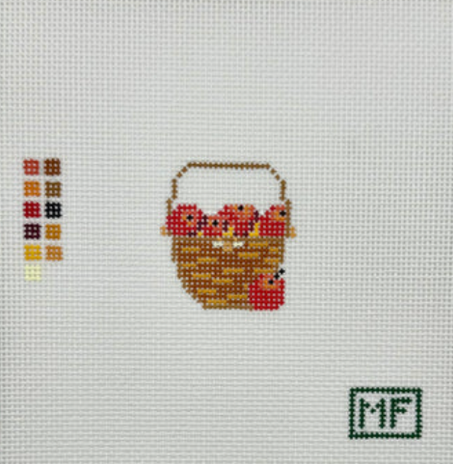 meg francez Lightship Basket with Apples Mini bag charm needlepoint canvas