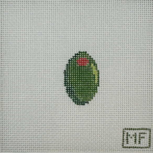 meg francez Olive Mini bag charm needlepoint canvas