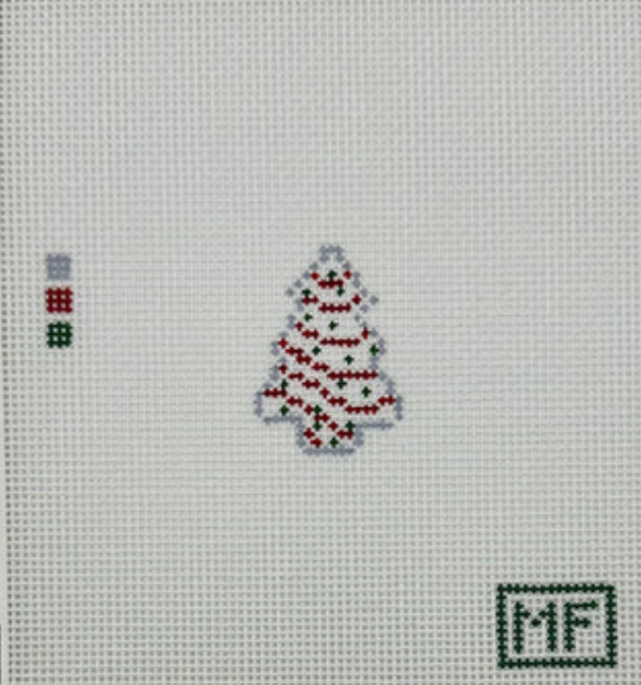 meg francez Red and White Tree bag charm needlepoint canvas