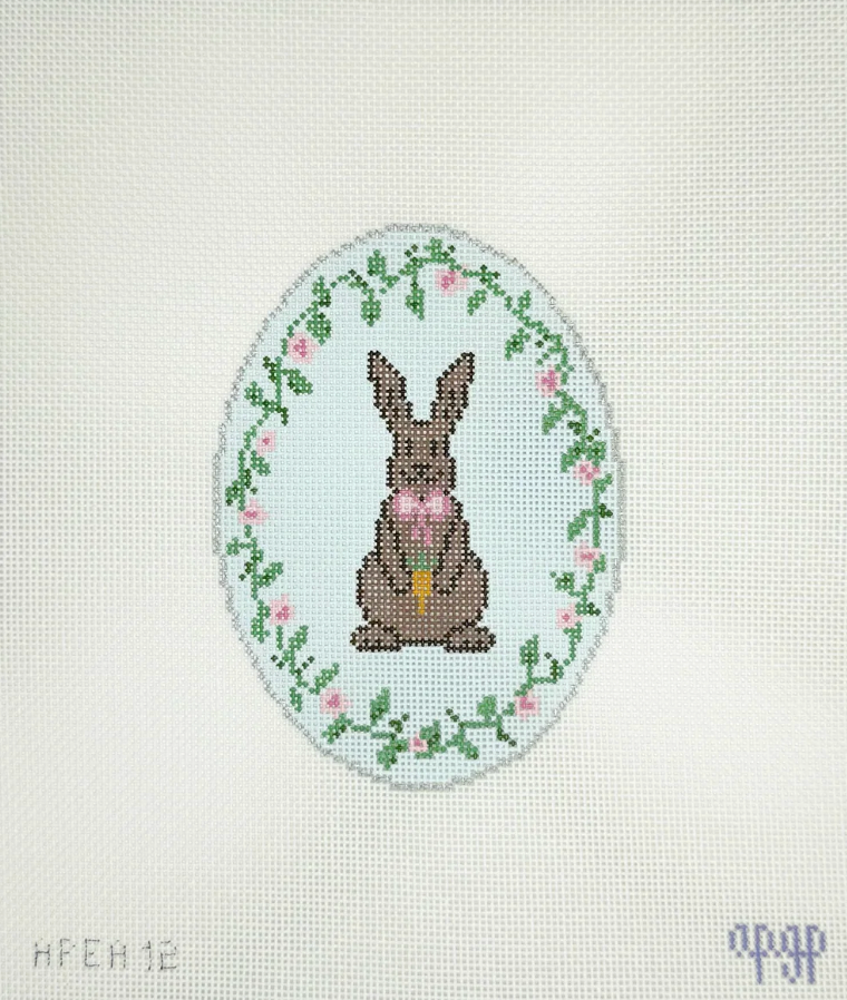 melissa loves ndlpt Chocolate Bunny Oval needlepoint canvas