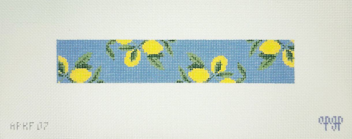 melissa loves ndlpt Lemons on Blue Solid Blue Key Fob needlepoint canvas