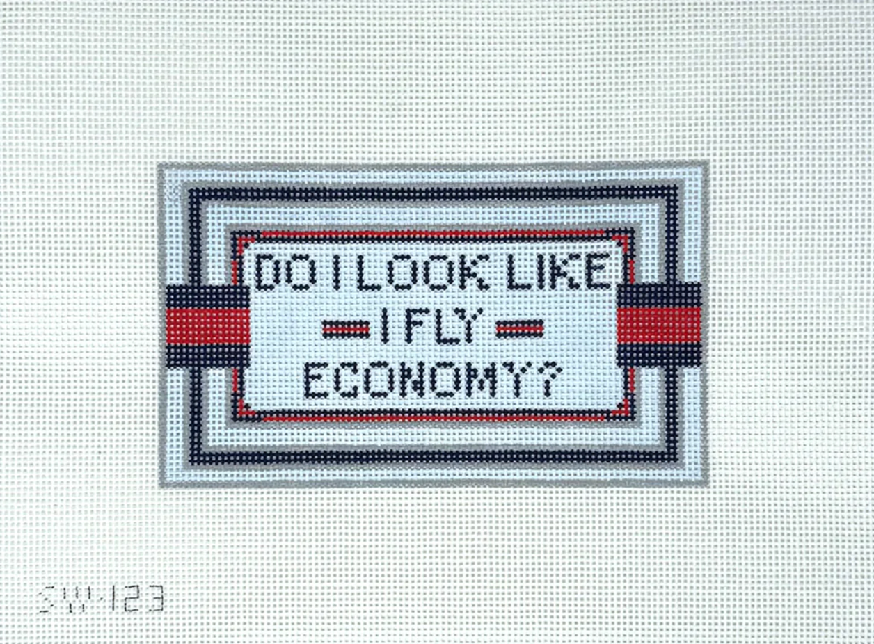 mimi in stitches do i look like i fly economy needlepoint canvas