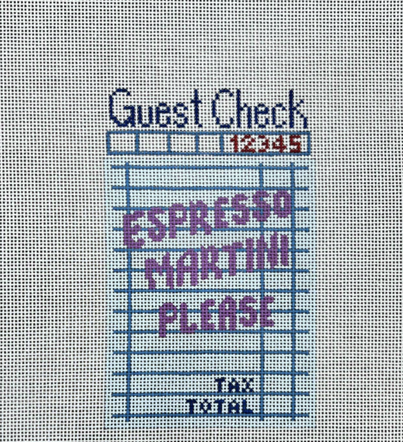mopsey Guest Check Espresso Martini needlepoint canvas