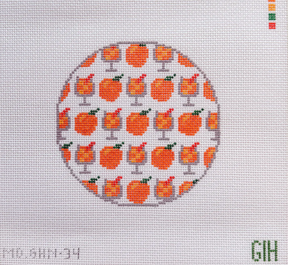 mopsey aperol Sprtiz Round Coaster needlepoint canvas