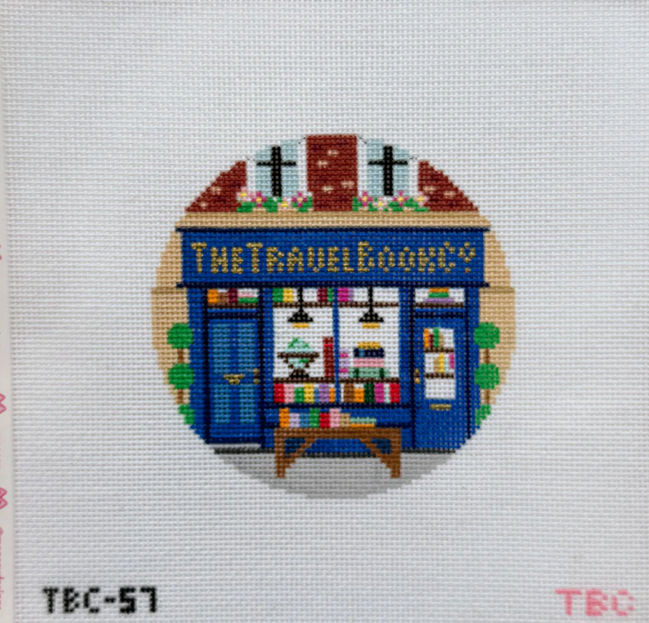 mopsey The Travel Book Company Round needlepoint canvas
