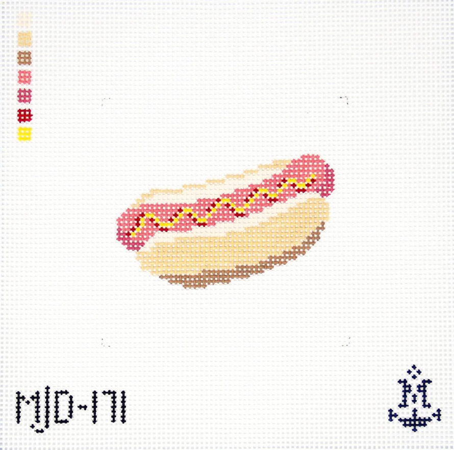 morgan julia Hot Dog needlepoint canvas