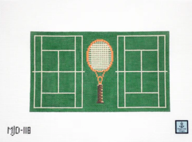 morgan julia seeing doubles tennis court clutch needlepoint canvas