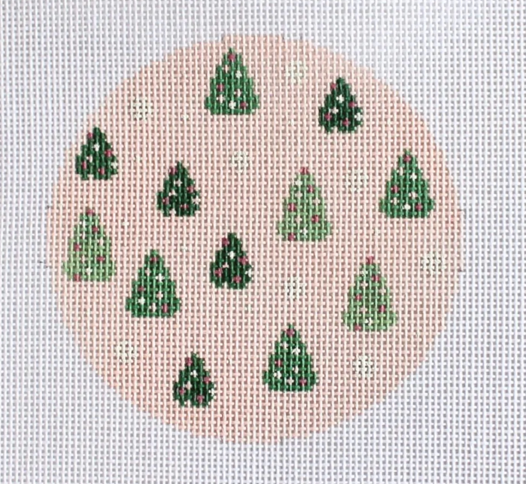 nash and daughters Pink Trees Round Ornament needlepoint canvas
