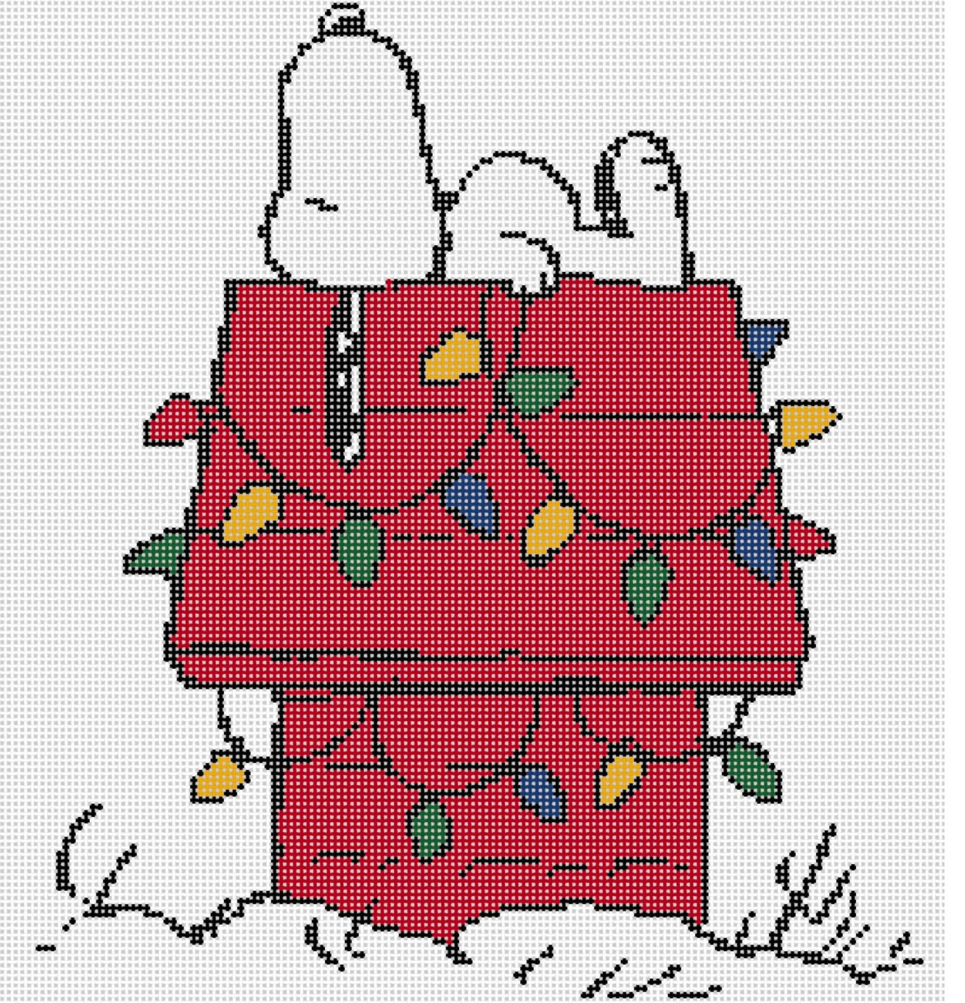 officially needlepoint PEANUTS Snoopy on Lit Doghouse
