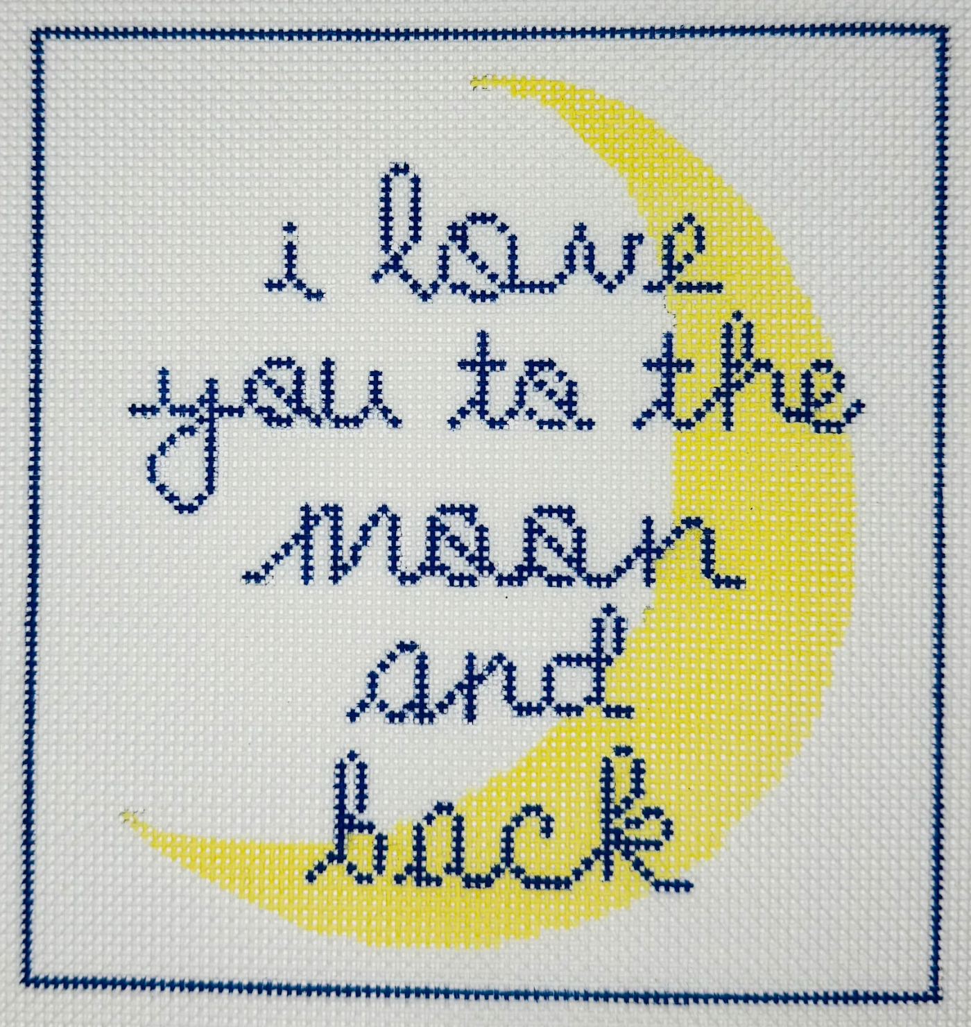 officially needlepoint i love you to the moon and back Canvas