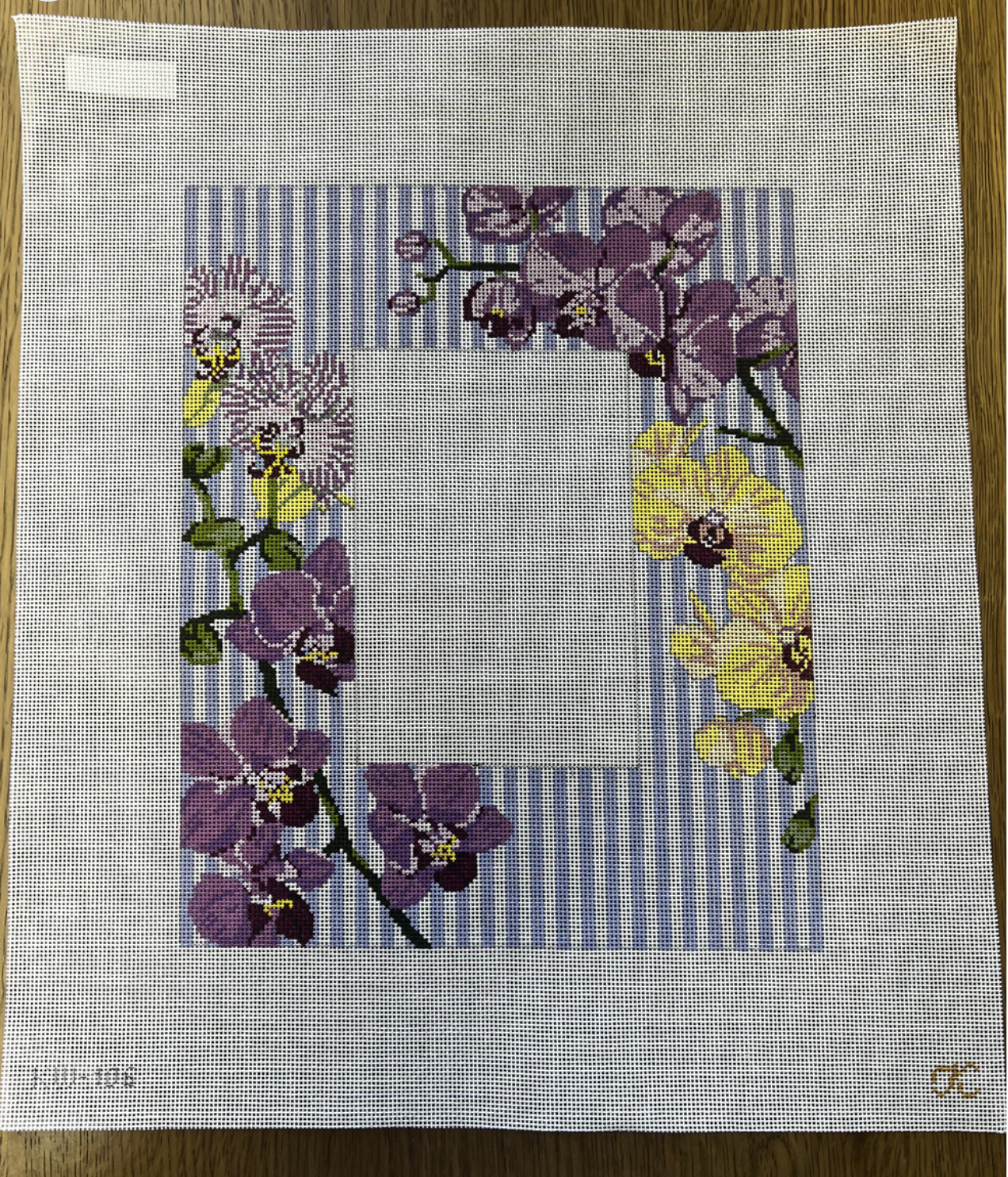 orchid needlepoint picture frame canvas