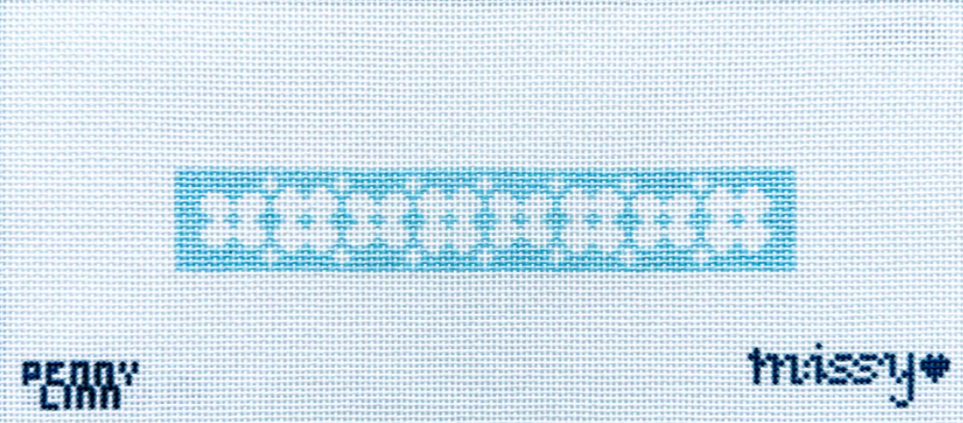 penny linn Floral Inverse Key Fob in Sky Blue needlepoint BEGINNER'S KIT