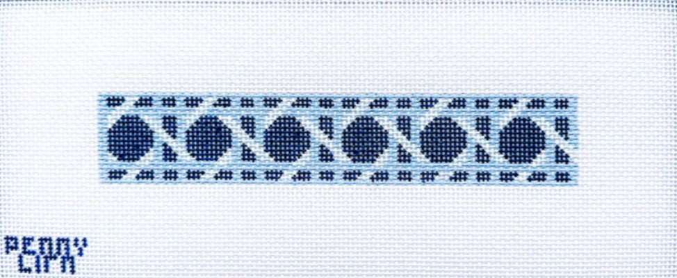 penny linn Large Cane Key Fob in Blue needlepoint canvas