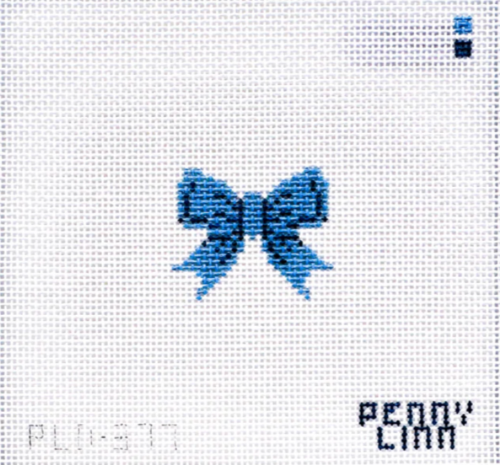 penny linn Tiny Beginner Bow in Blue needlepoint canvas
