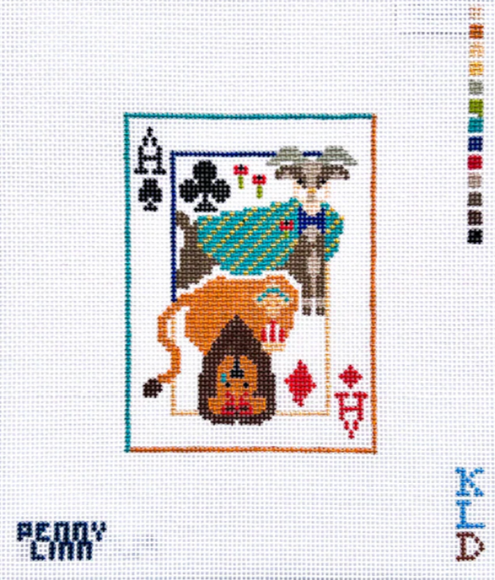 penny linn Wicked Ace Lion Card needlepoint canvas