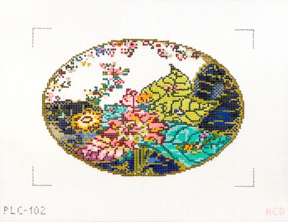 penny linn ac designs Tobacco Leaf Oval needlepoint canvas