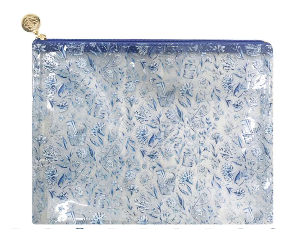 penny linn needlepoint print clear project bag
