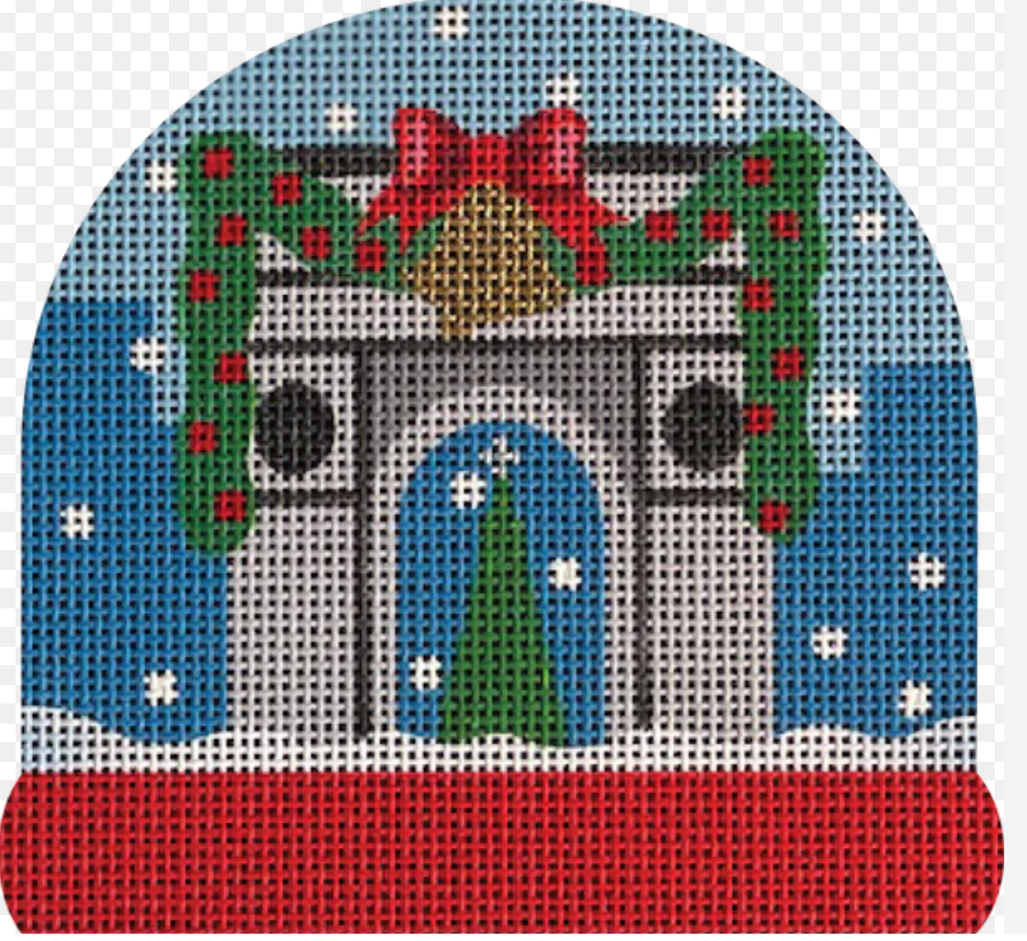 pepperberry washington arch decorated for christmas needlepoint canvas