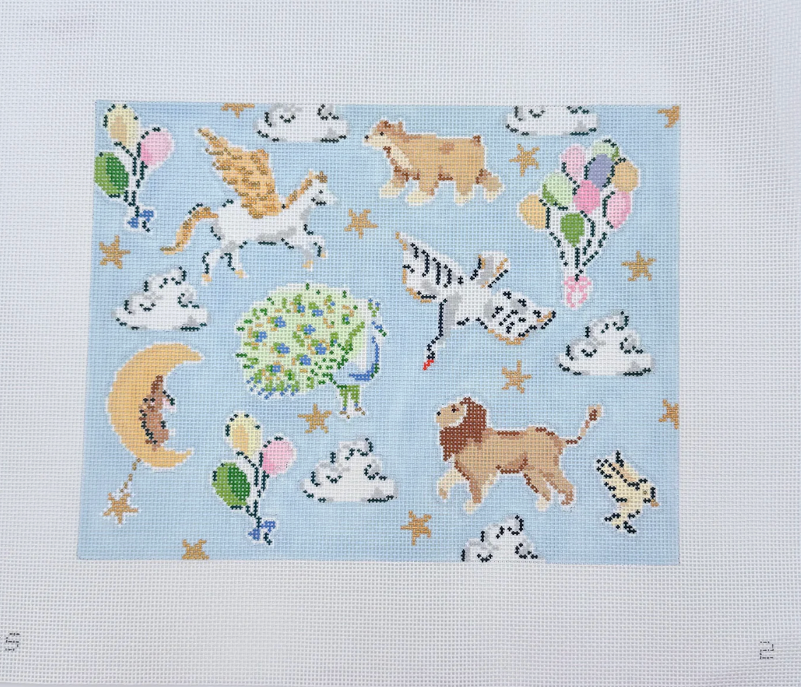 plum stitchery The Celestial Menagerie Pillow needlepoint canvas