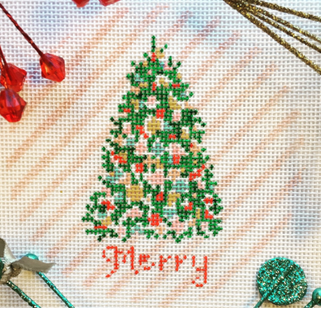 plum stitchery merry round ornament needlepoint canvas