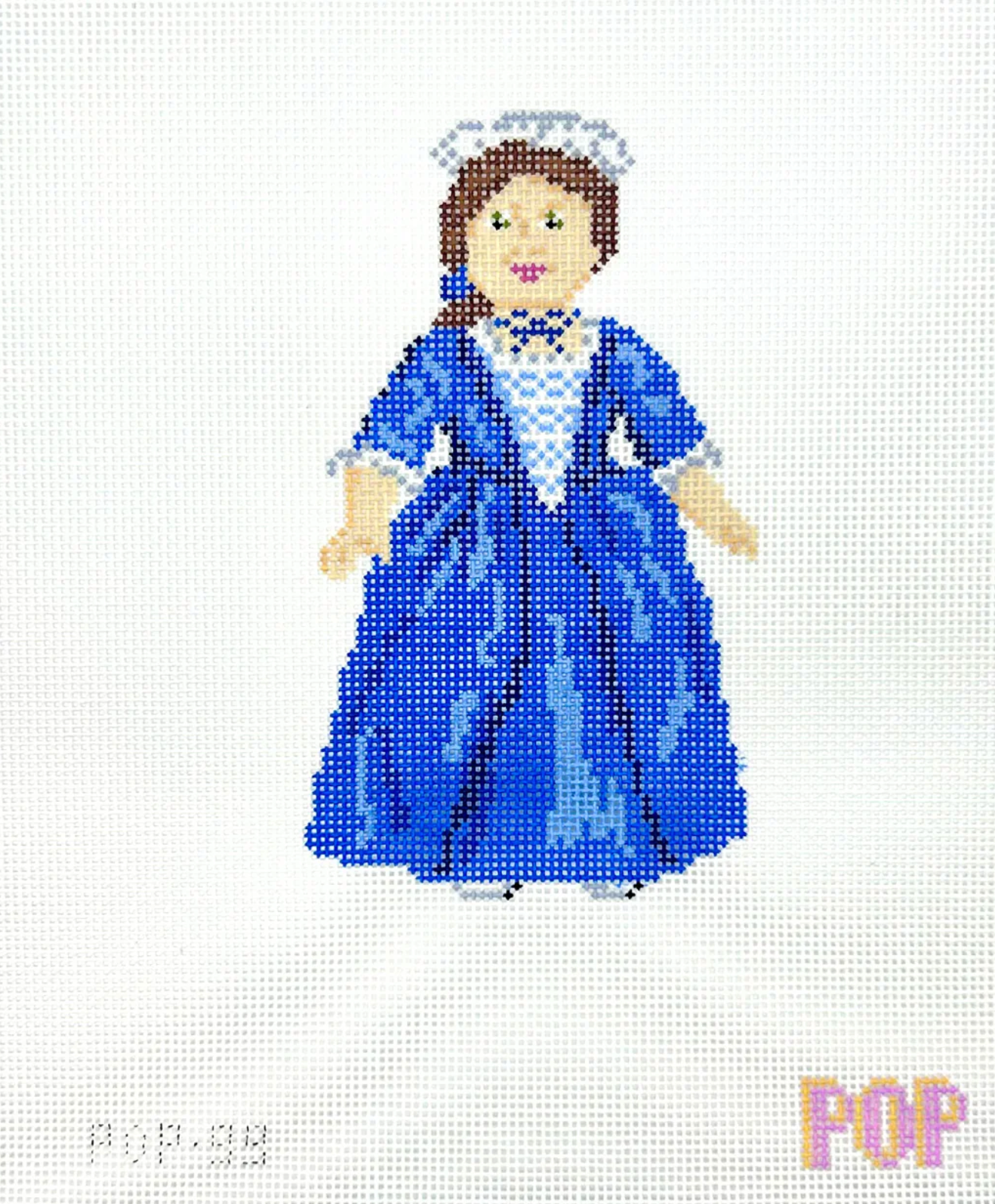 pop needlearts Felicity Blue Dress American Girls Doll needlepoint canvas