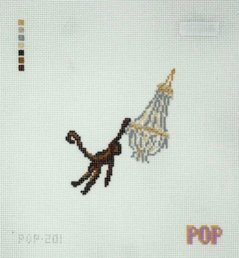 pop needlearts Monkey Chandelier needlepoint canvas