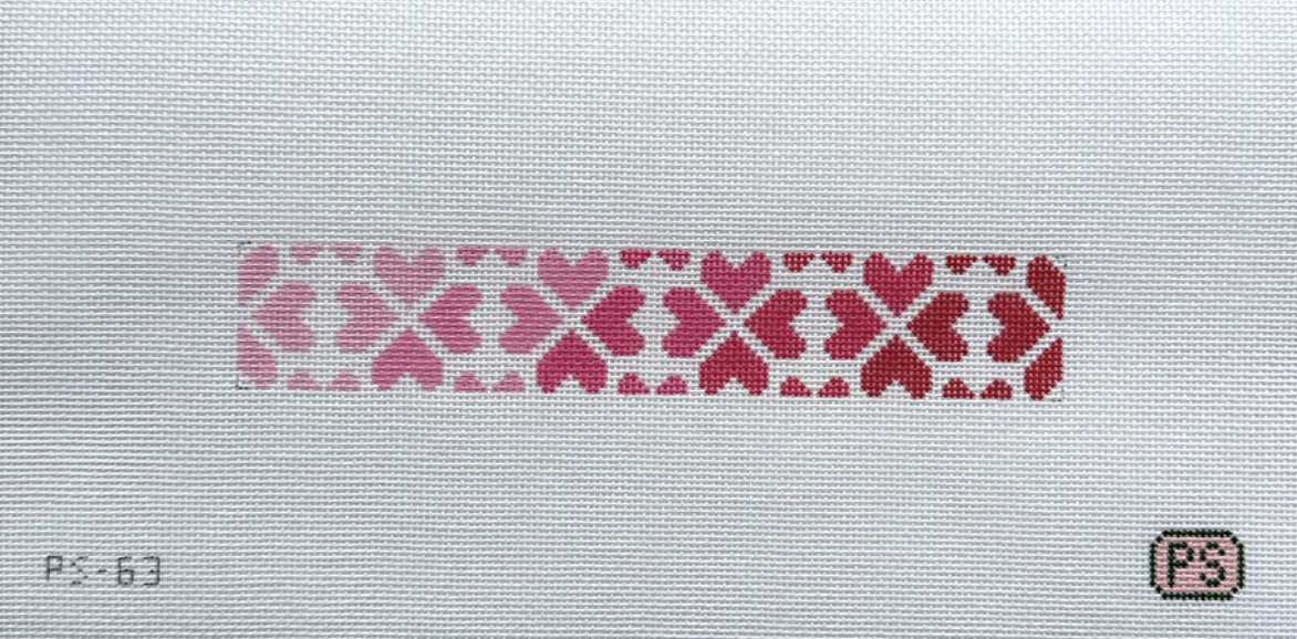 prepsetter Ombre Heart Floral KEY FOB Pink needlepoint canvas