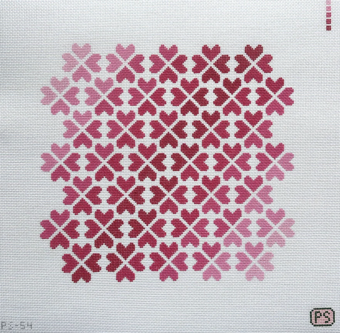 prepsetter Ombre Heart Floral Pink Pillow needlepoint canvas