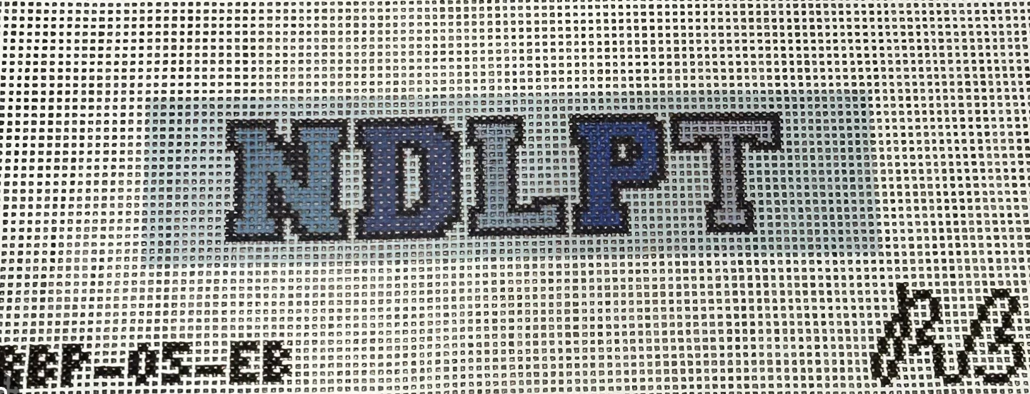 rachel barri NDLPT Key Fob in Blue needlepoint canvas