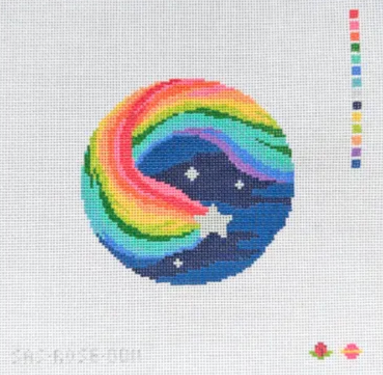 saturnalia Rainbow Star Round needlepoint canvas