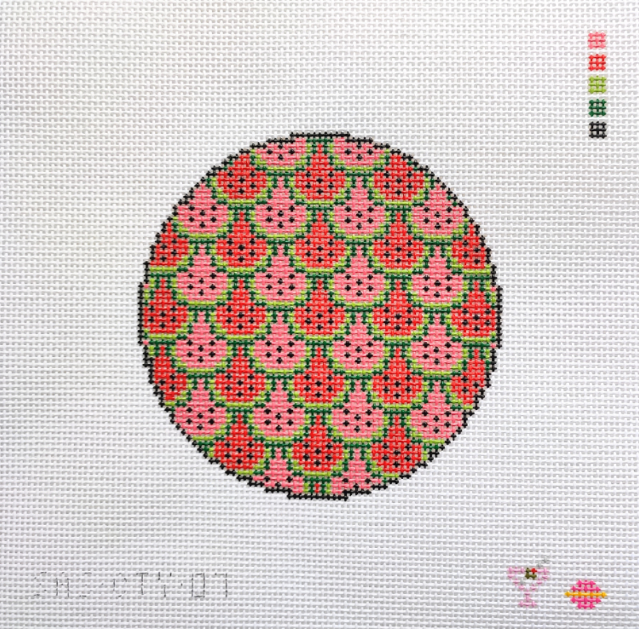 saturnalia Watermelon Round needlepoint canvas