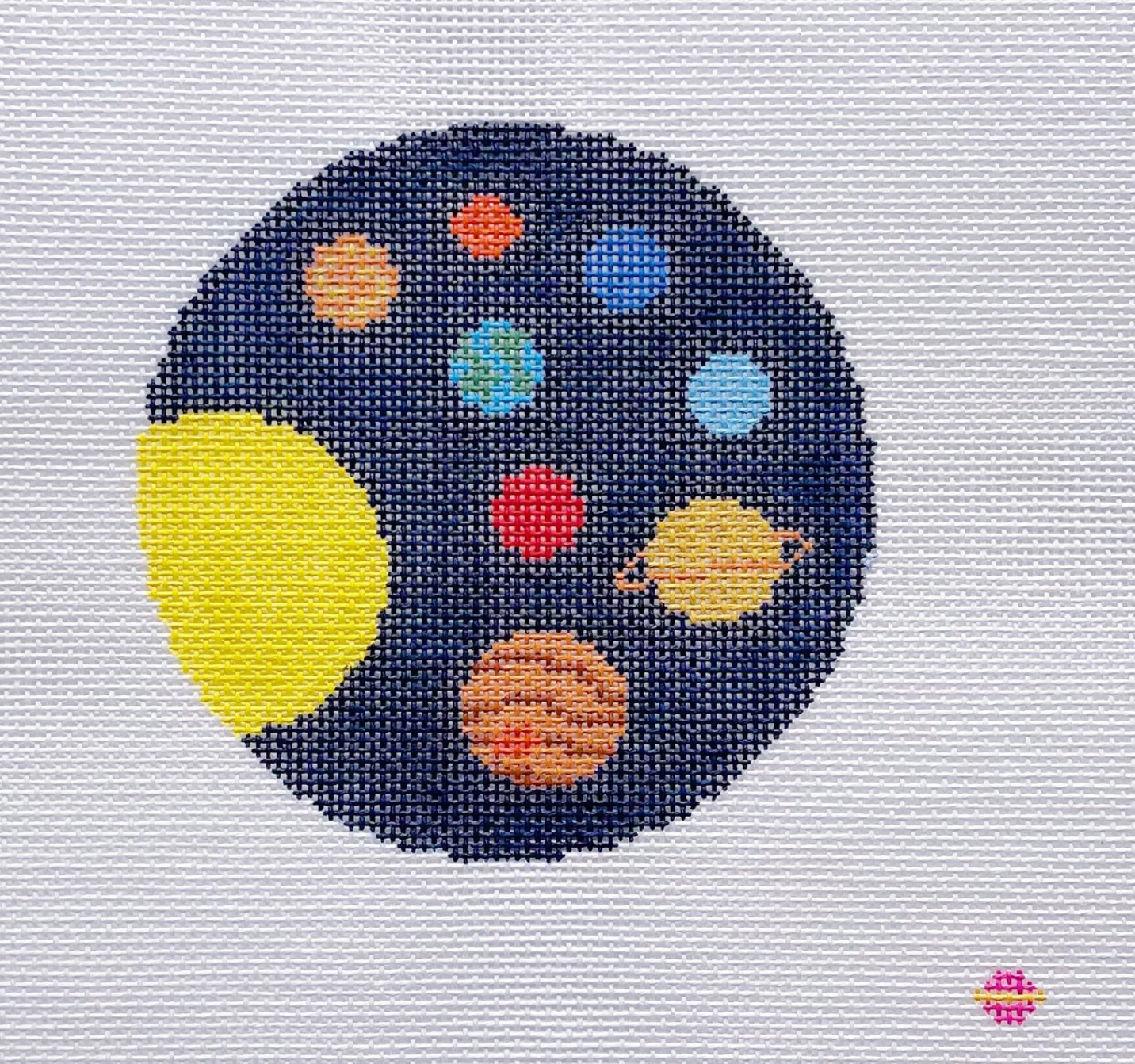 saturnalia space round needlepoint canvas