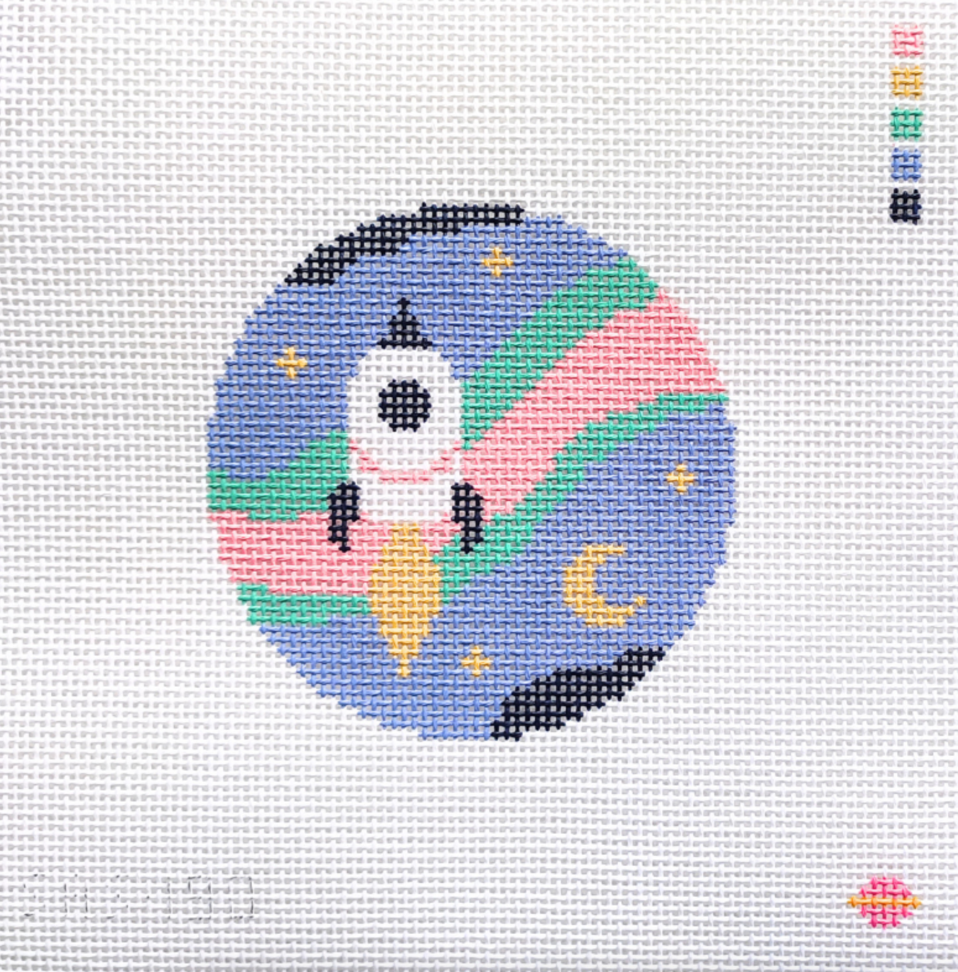 saturnalia starbound rocket round needlepoint canvas