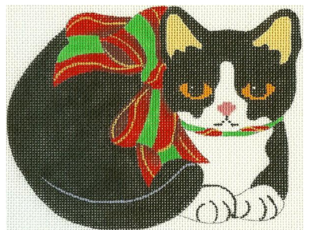 silver needle Christmas Kitty needlepoint canvas