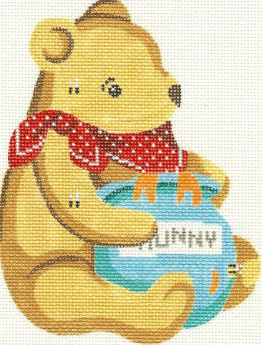 silver needle Hunny Bear Ornament needlepoint canvas