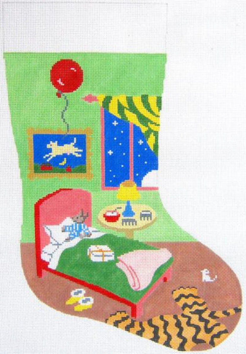 silver needle goodnight moon stocking needlepoint canvas